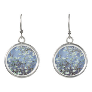 Van Gogh Almond Blossoms Steel Blue Earrings