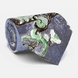 Van Gogh Almond Blossoms Steel Blue Neck Tie