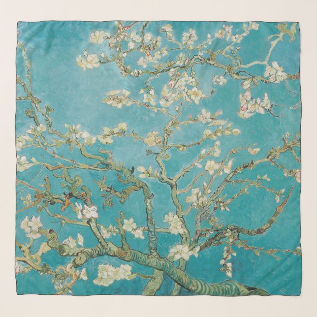Van Gogh, Almond Blossoms, Teal Blue at St. Remy Scarf (Front)