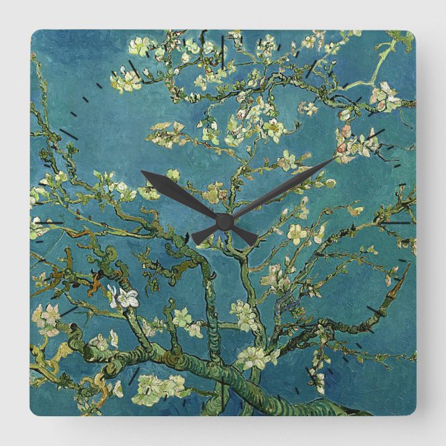Van Gogh Almond Blossoms Timepiece Square Wall Clock (Front)