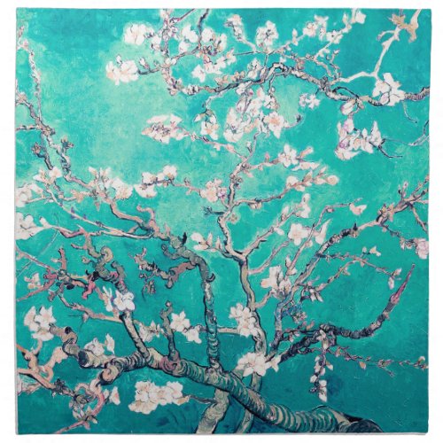 Van Gogh Almond Blossoms Turquoise Cloth Napkin