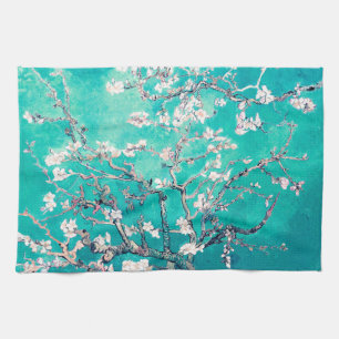 Van Gogh Almond Blossoms Turquoise Kitchen Towel