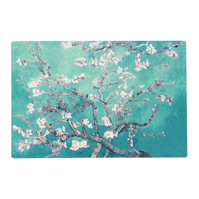 Van Gogh Almond Blossoms Turquoise Placemat (Front)