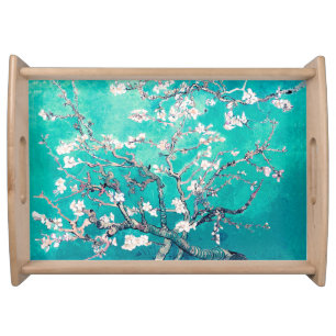 Van Gogh Almond Blossoms Turquoise Serving Tray