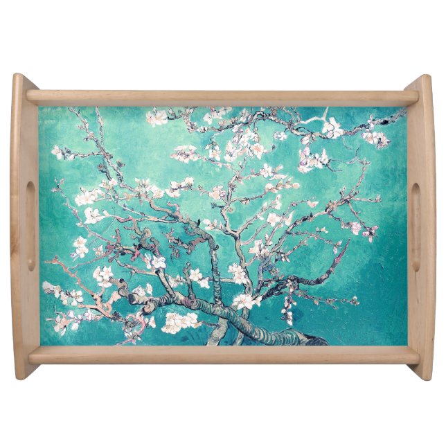 Van Gogh Almond Blossoms Turquoise Serving Tray (Front)