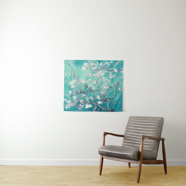 Van Gogh Almond Blossoms Turquoise Tapestry (In Situ (Horizontal))