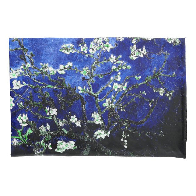 Van Gogh Almond Blossoms Vibrant Blue Pillow Case (Front)