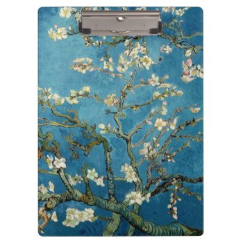 Van Gogh Almond Blossoms Vintage Floral Blue Clipboard by lazyrivergreetings at Zazzle