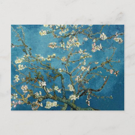 Van Gogh Almond Blossoms Vintage Floral Blue Postcard