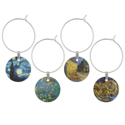 Van Gogh Art Blue Wine Charms