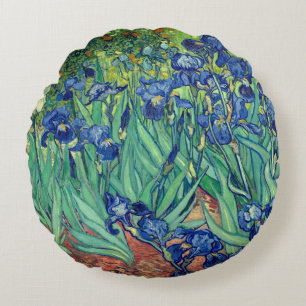 Van Gogh Art Irises Round Pillow