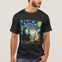 Van Gogh Art Starry Night - Funny Ragdoll Cat Arti