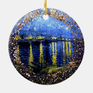 Van Gogh art, Starry Night over the Rhone, Ceramic Ornament