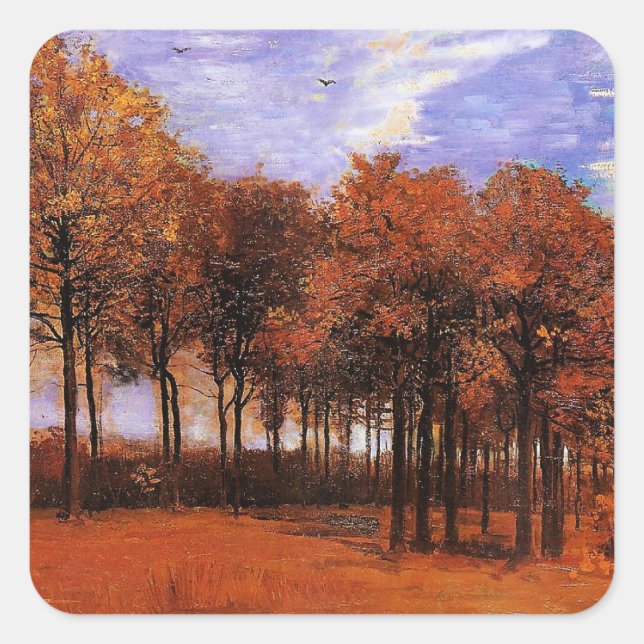 Van Gogh - Autumn Landscape Square Sticker (Front)