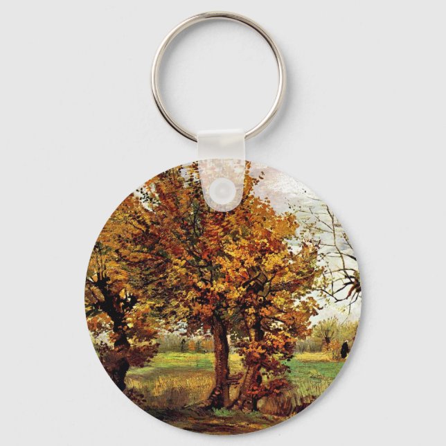 Van Gogh - Autumn Landscape With Four Trees Keychain (Front)