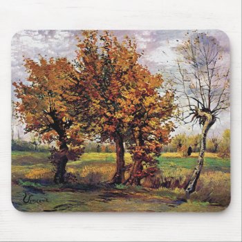Van Gogh - Autumn Landscape With Four Trees Mouse Pad by ArtLoversCafe at Zazzle