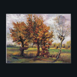 Van Gogh - Autumn Landscape With Four Trees Postcard<br><div class="desc">Vincent Van Gogh's Autumn Landscape With Four Trees. Oil on canvas from 1885. Keywords: Country, Field, Landscape, Leaves, Nature, Painting Unlike similar stores, Art Lover's Cafe features classic, high resolution works of art that have been carefully restored, color-balanced & retouched to remove spots & artifacts commonly found in most reproductions...</div>