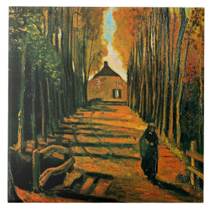 Van Gogh, Avenue of Poplars at Sunset, Ceramic Tile