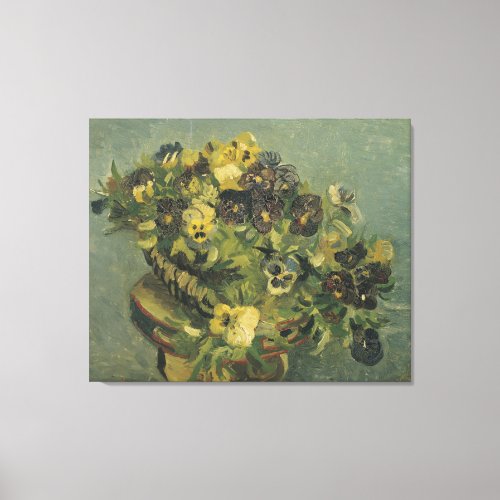 Van Gogh Basket of Pansies on a Small Table Canvas Print