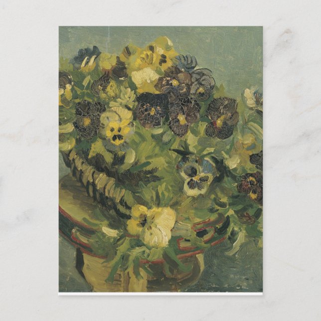 Van Gogh Basket of Pansies on a Small Table Postcard (Front)