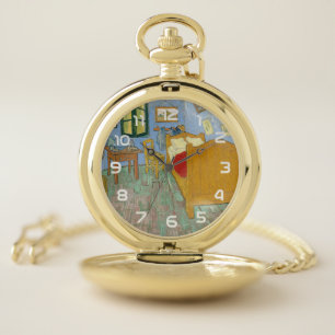 Van Gogh Bedroom in Arles - Classic Yellow & Blue Pocket Watch