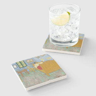 Van Gogh Bedroom in Arles - Classic Yellow & Blue Stone Coaster