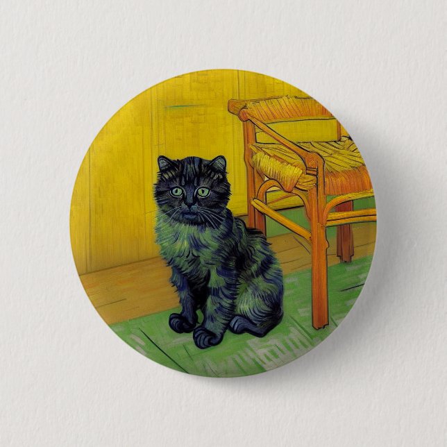 Van Gogh Black Cat Button (Front)
