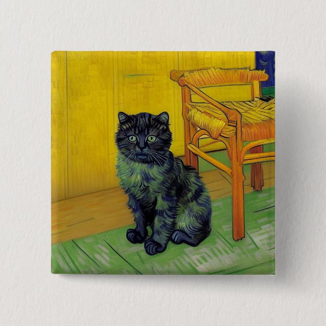 Van Gogh Black Cat Button (Front)