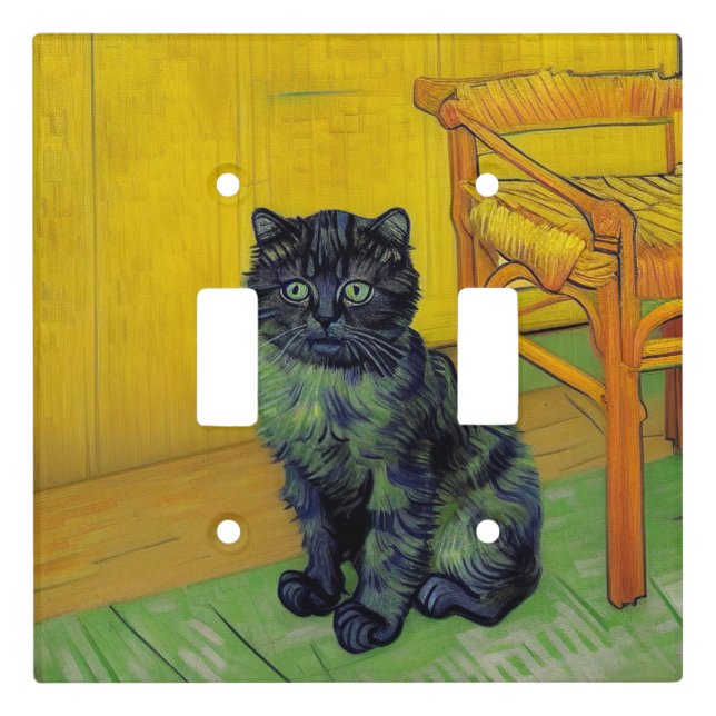 Van Gogh Black Cat Light Switch Cover (Front)