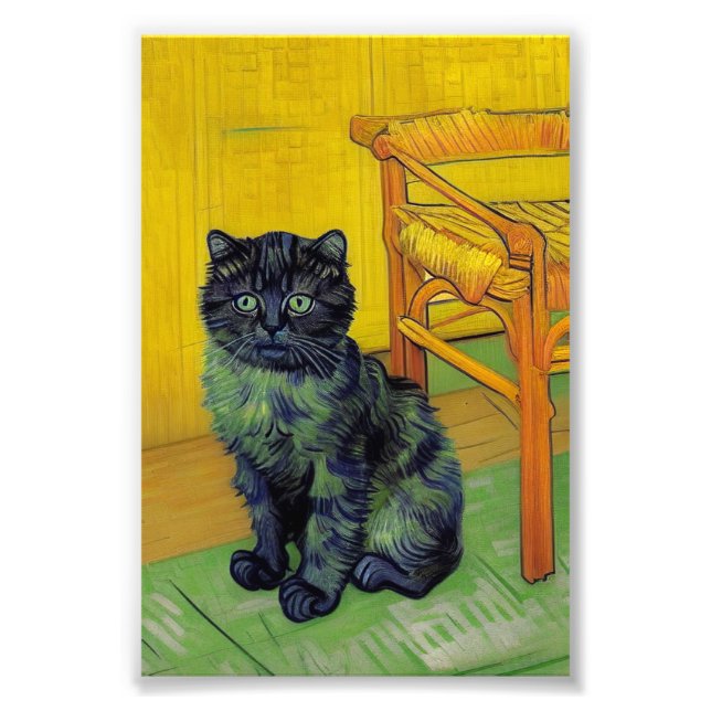 Van Gogh Black Cat Photo Print (Front)