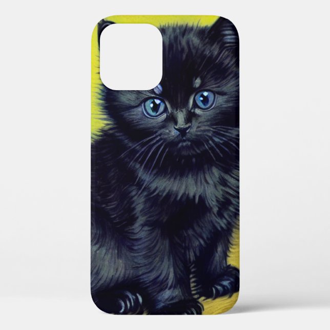 Van Gogh Black Cat Purple Flowers Case-Mate iPhone Case (Back)
