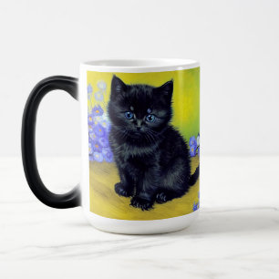 Van Gogh Black Cat Purple Flowers Color Morph Mug