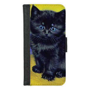 Van Gogh Black Cat Purple Flowers iPhone 8/7 Wallet Case