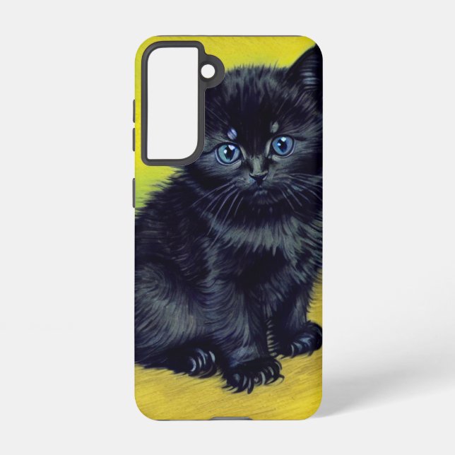 Van Gogh Black Cat Purple Flowers Samsung Galaxy Case (Back)