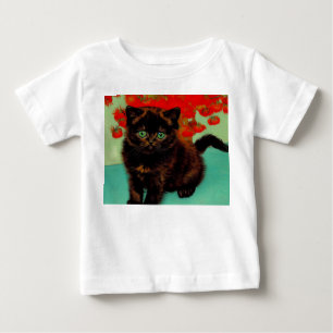 Van Gogh Black Cat Red Flowers Baby T-Shirt