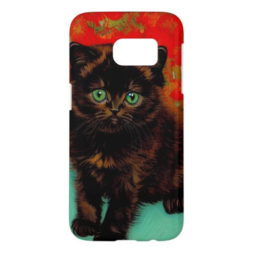Van Gogh Black Cat Red Flowers Samsung Galaxy S7 Case