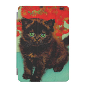 Van Gogh Black Cat Red Flowers iPad Mini Cover