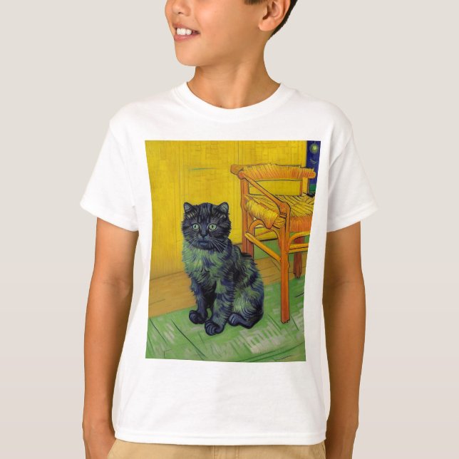 Van Gogh Black Cat T-Shirt (Front)