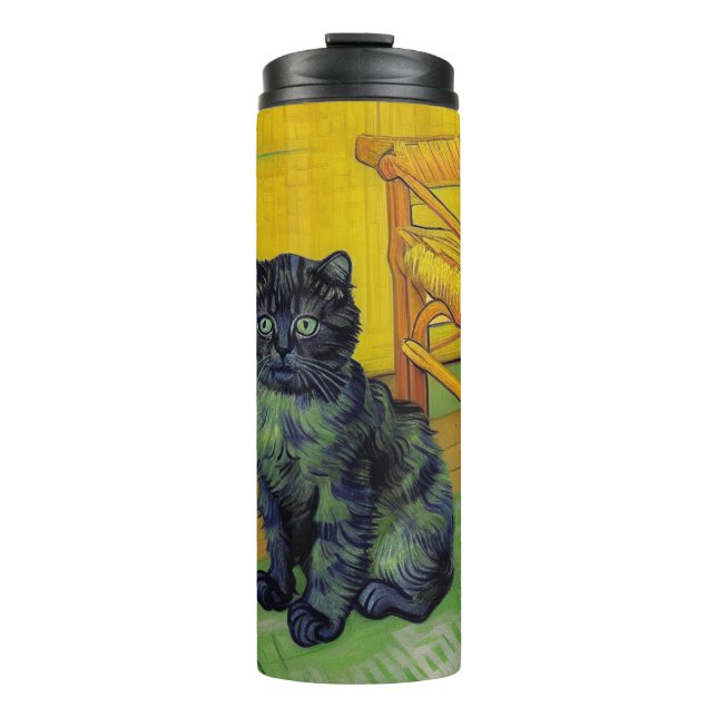 Van Gogh Black Cat Thermal Tumbler (Front)