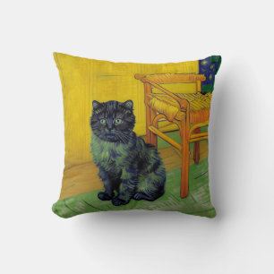 Van Gogh Black Cat Throw Pillow