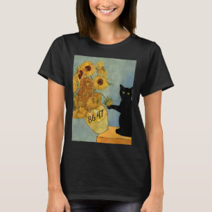 Van Gogh Black Cat With Sunflowers 8647 Subtle Res T-Shirt