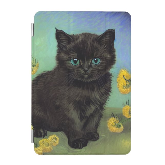 Van Gogh Black Cat Yellow Flowers iPad Mini Cover (Front)