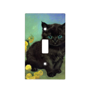 Van Gogh Black Cat Yellow Flowers Light Switch Cover