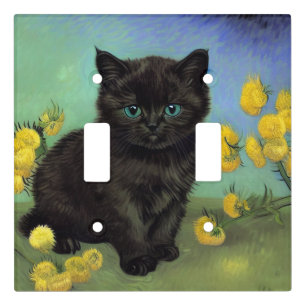 Van Gogh Black Cat Yellow Flowers Light Switch Cover