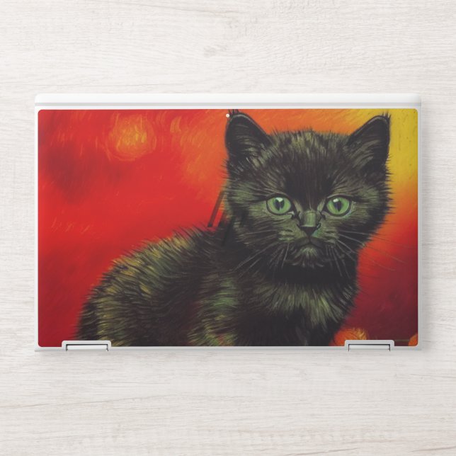 Van Gogh Black Kitten HP Laptop Skin (Front)