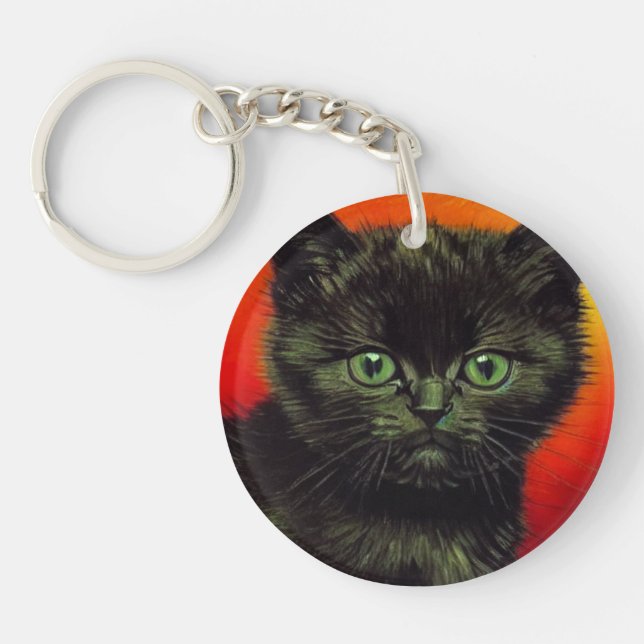 Van Gogh Black Kitten Keychain (Front)