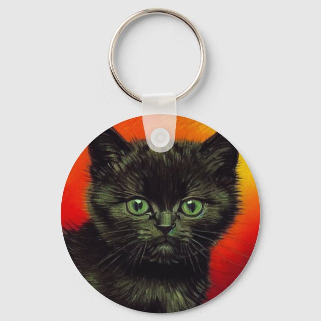 Van Gogh Black Kitten Keychain (Front)