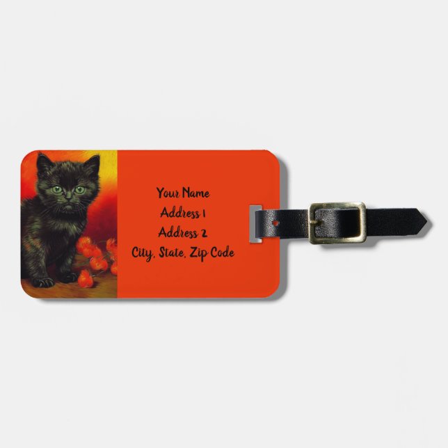 Van Gogh Black Kitten Luggage Tag (Front Horizontal)