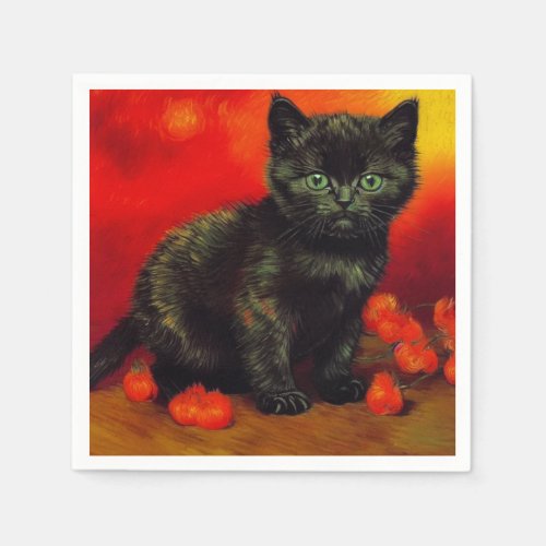 Van Gogh Black Kitten Napkins
