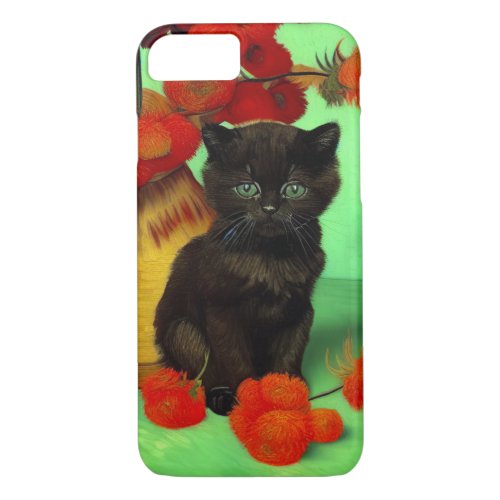Van Gogh Black Kitten Red Flowers iPhone 87 Case